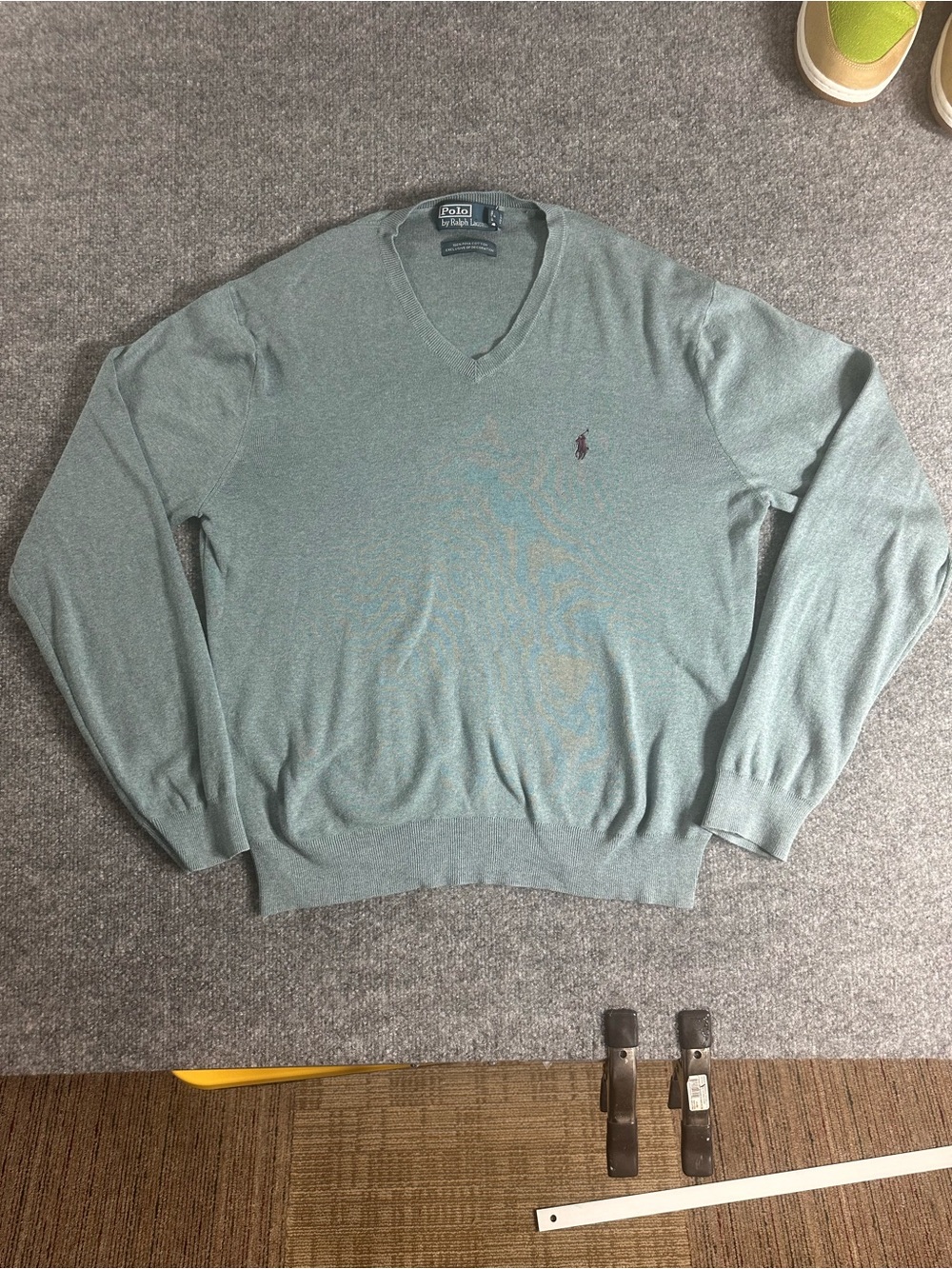 Ralph Lauren Men's V-Neck Sweater in Seafoam Green